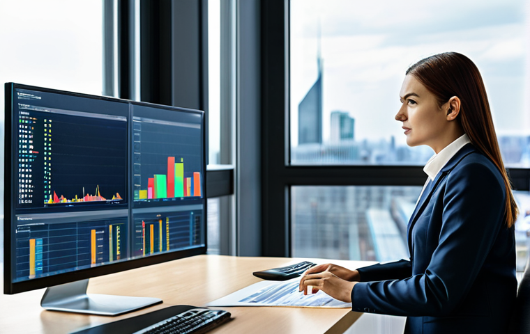 **
A professional business analyst in a modern office, wearing a fully clothed, modest business suit. She is reviewing a competitive analysis table on a large monitor. The office has large windows with a city view. The scene should convey competence and data-driven decision-making. safe for work, appropriate content, perfect anatomy, natural proportions, professional, high quality.
**