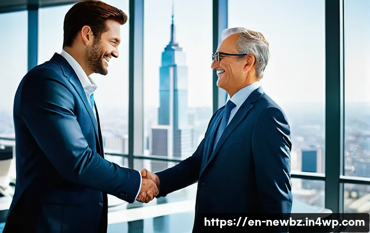 스타트업 심사에서의 네트워킹의 중요성 - **Prompt 1: The Warm Handshake of Opportunity**
"A professional founder, appearing confident and...