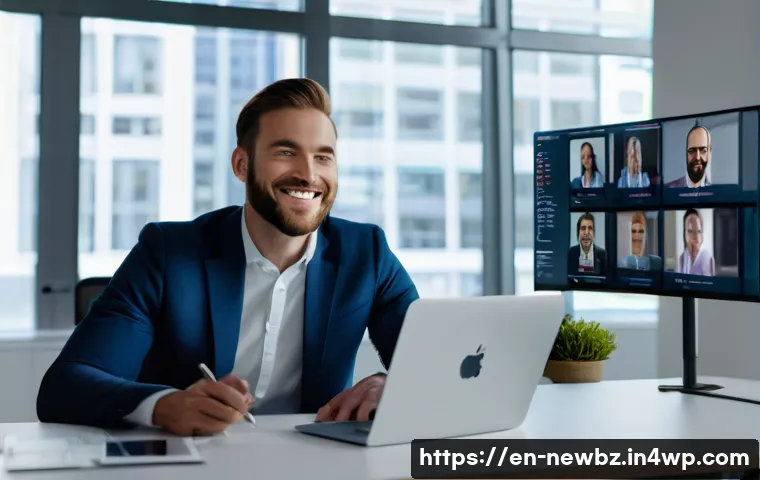 스타트업 투자자와의 장기적 관계 유지 전략 - A professional startup founder in a modern office warmly engaging in a personalized video call with ...